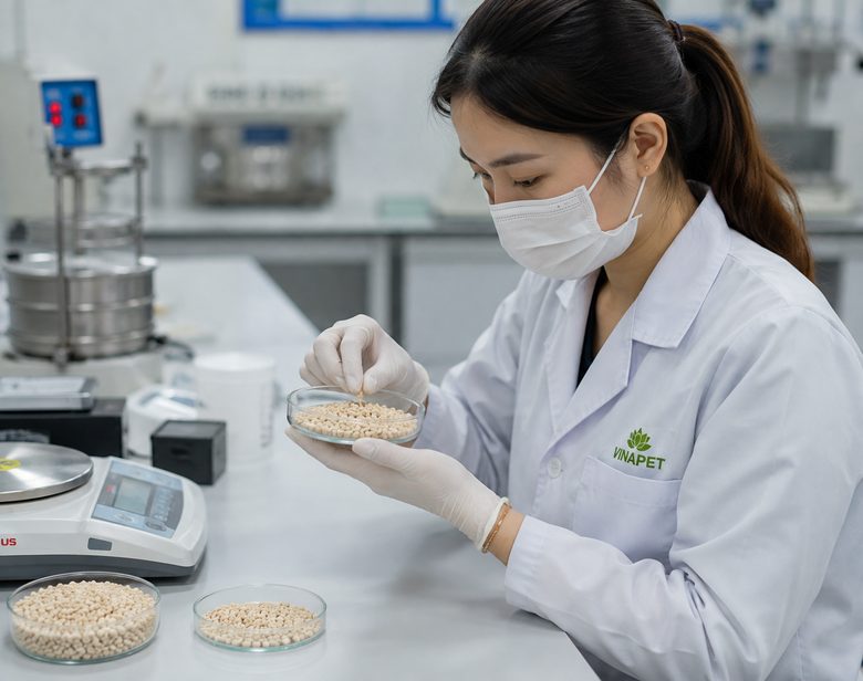 Nhân viên kiểm định chất lượng từng lô cát Vinapet
