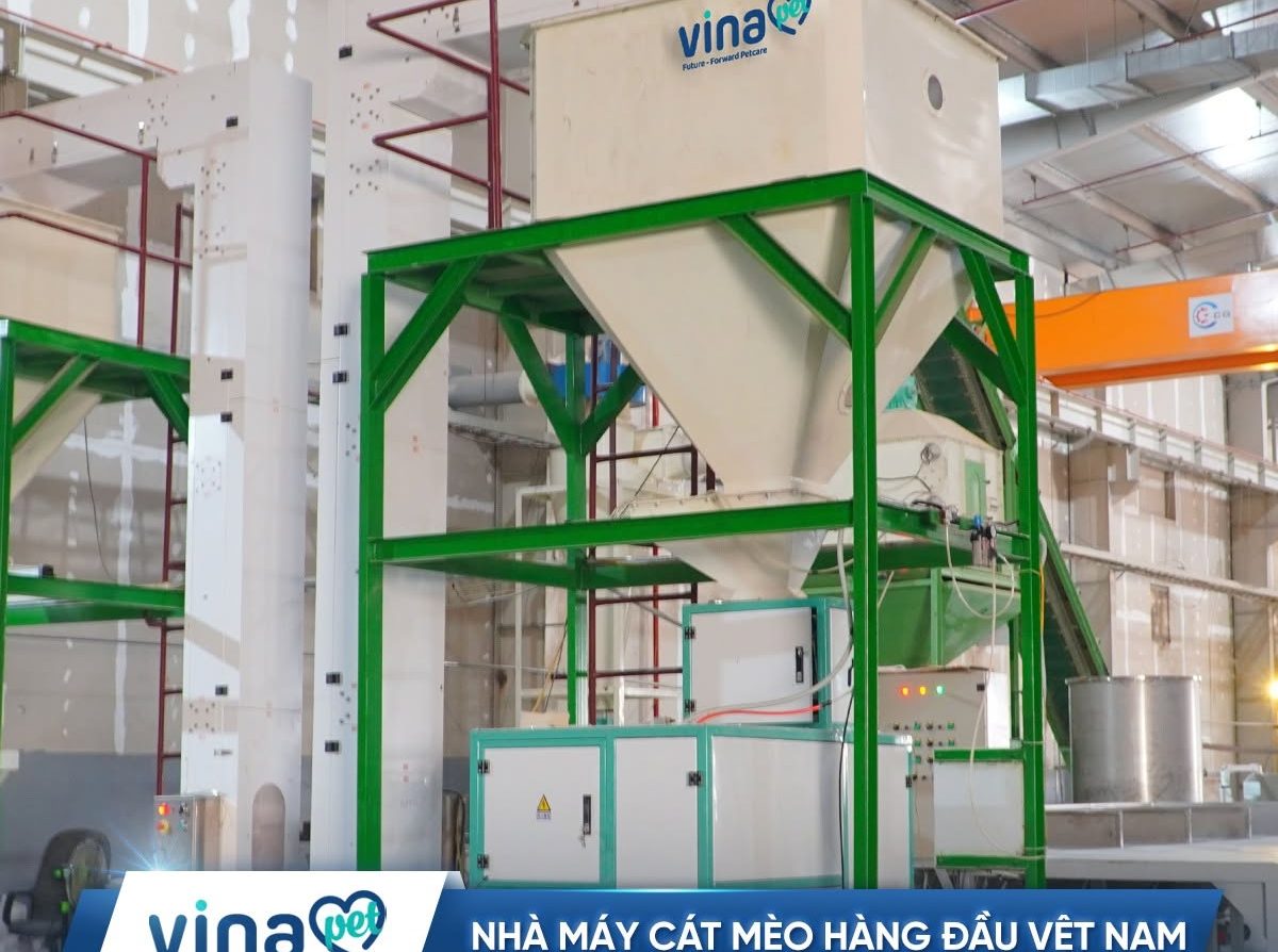 Dây chuyền sản xuất cát vệ sinh tại nhà máy Vinapet